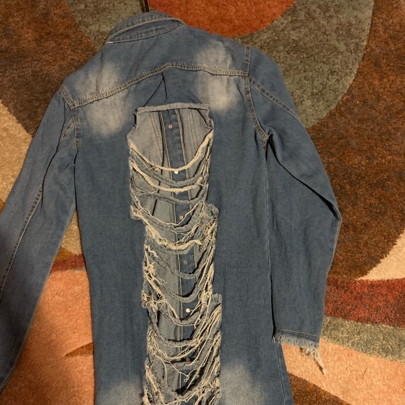 Distressed Jean Jacket Dress - Picture 2 of 2
